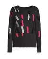 Nic + Zoe Falling Stripes Cotton Blend Sweater In Black