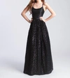 MADISON JAMES SATIN AND SEQUINS GOWN IN BLACK