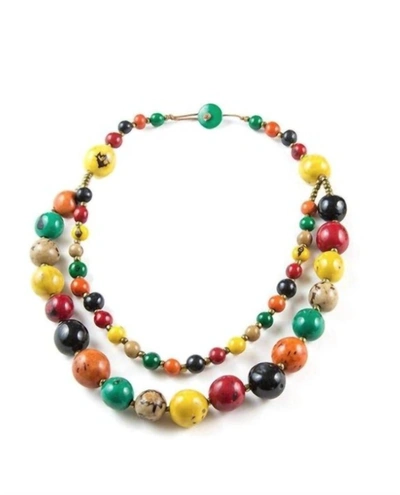 Tagua Jewelry Coquito Necklace In Multi In Orange