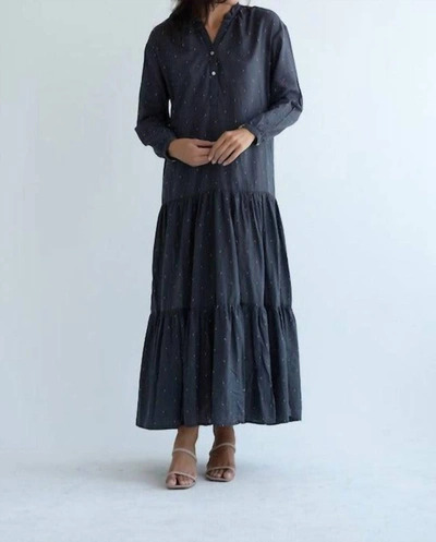 Bsbee Ladak Dress In Ray's Embroidery Washed Black In Grey