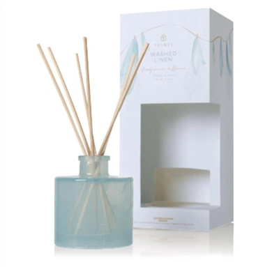 Thymes Washed Linen Petite Reed Diffuser In Blue