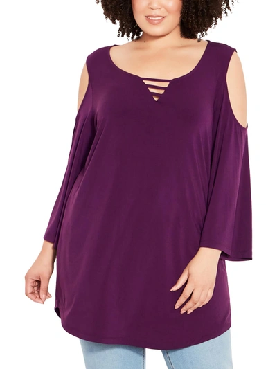 Avenue Plus Womens Casual Daytime Tunic Top In Purple