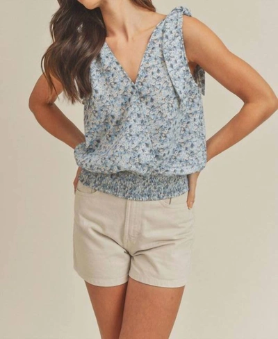 Aemi + Co Floral Tank Blouse In Sky In Silver