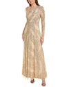 AIDAN MATTOX BEADED ONE-SHOULDER GOWN