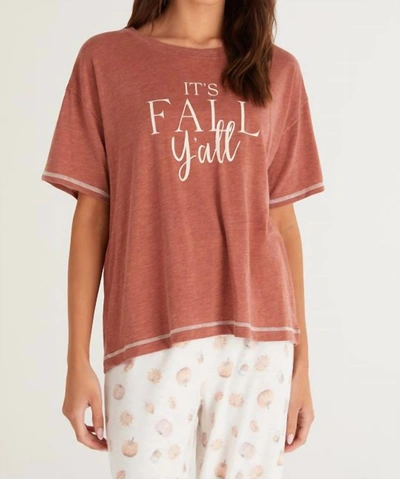 Z Supply Old School Fall Y'all Tee In Brown In Pink