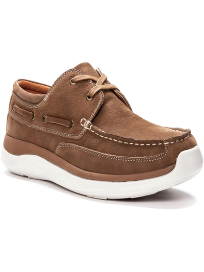Propét Pomeroy Mens Leather Slip On Boat Shoes In Brown