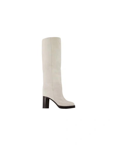 Isabel Marant Knee High Block Heel Leather Boots In Animal Print