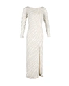 JENNY PACKHAM JENNY PACKHAM LONG SLEEVE GOWN IN CREAM SEQUINED POLYESTER