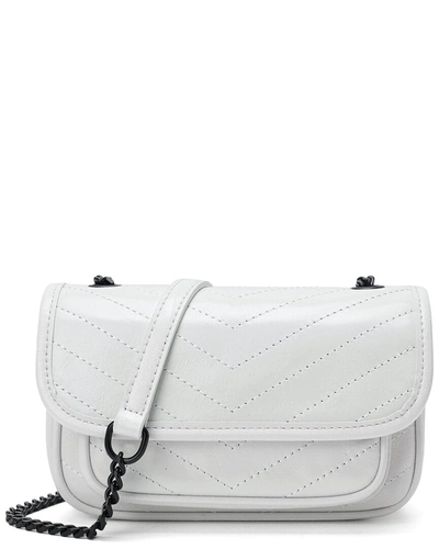 Tiffany & Fred Paris Quilted Cracked Leather Crossbody In White
