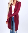 Cielo Boyfriend Cardigan In Burgundy In Red