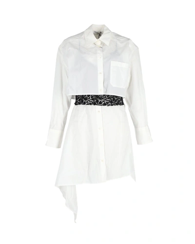 Jw Anderson Lace Insert Shirt Dress In White Cotton