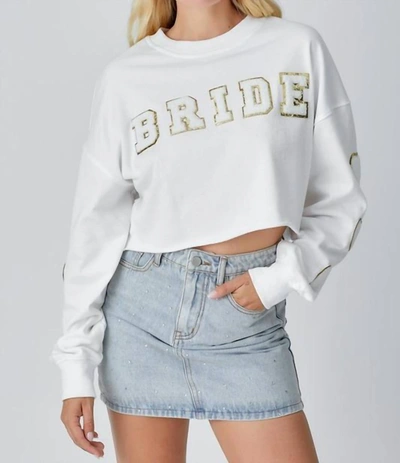 Baevely By Wellmade Bride Patch Sweatshirt In Ivory In White