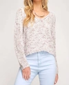 SHE + SKY MIXED YARN WITH ROSE GOLD THREAD CROPPED SWEATER IN STONE