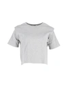 THE FRANKIE SHOP THE FRANKIE SHOP PADDED SHOULDER T-SHIRT IN GRAY COTTON