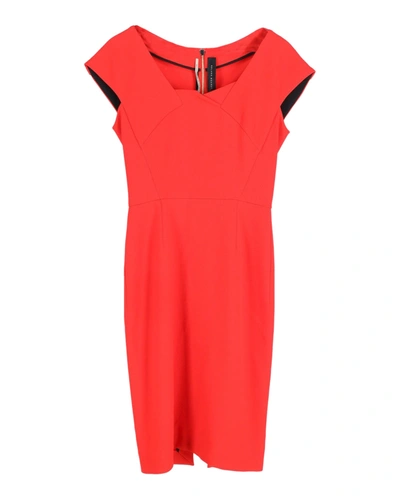 Roland Mouret Paneled Midi Dress In Red Polyester