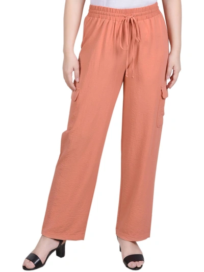 Ny Collection Plus Size Long Pull On Cargo Pants In Pink