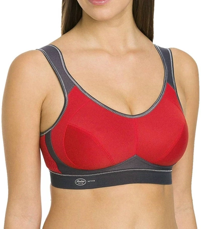 Anita Extreme Control Wireless Sports Bra In Red/anthracite
