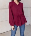 ANDREE BY UNIT ANNALISE BLOUSE IN DEEP BERRY