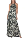 Betsy & Adam Womens Metallic Maxi Evening Dress In Black