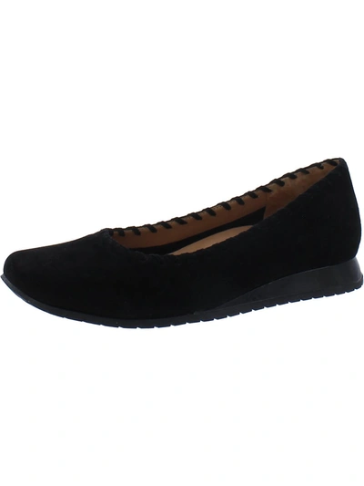 L'amour Des Pieds Tiffanie Womens Suede Round Toe Ballet Flats In Black