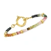 ROSS-SIMONS MULTICOLORED TOURMALINE BEAD BRACELET WITH 18KT GOLD OVER STERLING