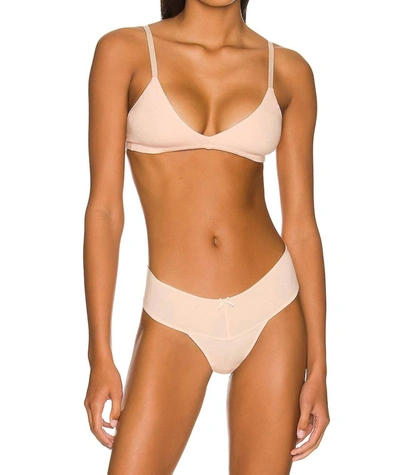 Eberjey Pima Stretch Cotton V Bralette In Beige