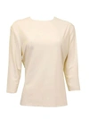 Linda Leal Three Quarter Sleeve Shell In Cream In Beige
