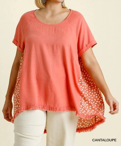 Umgee Dalmatian Print High Low Plus Top In Cantaloupe In Pink
