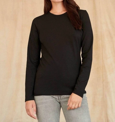 White + Warren Crew Neck Top In Charcoal In Pink