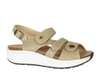 XELERO LADIES' MYKONOS EMBOSSED LEATHER SANDALS IN CHAMPAGNE