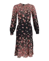 MICHAEL KORS OMBRE FLORAL DROP-WAIST DRESS IN BLACK AND PINK SILK