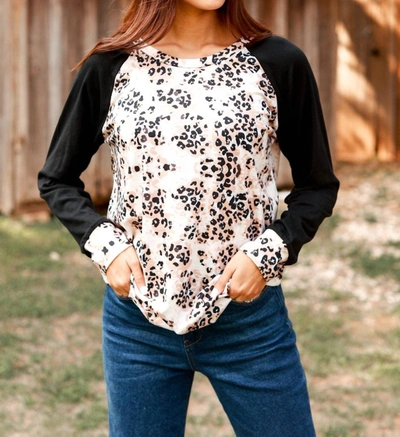 Southern Grace Free To Be Long Sleeve Top In Leopard In White