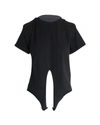 ISABEL MARANT PADDED SHOULDER KNOTTED T-SHIRT IN BLACK COTTON