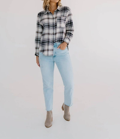 Love Tree Flannel Plaid Top In Black In White