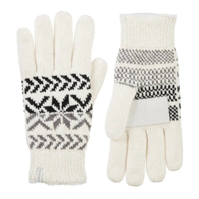 Isotoner Women's Chenille Snowflake Gloves In Ivory In Beige