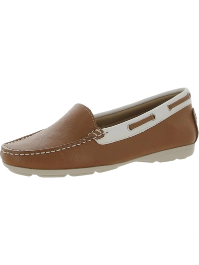 Driver Club Usa Cape Cod Womens Leather Slip On Loafers In Beige