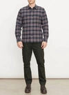 VINCE KINGSTON PLAID SHIRT IN COASTAL BLUE/BRICKMAN RED