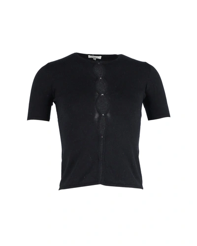 Max Mara Short Sleeve Cardigan In Black Cotton