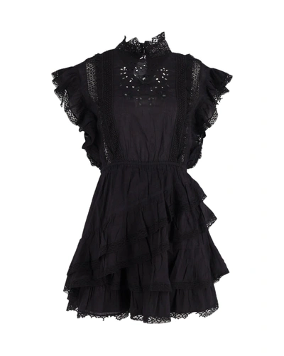 Ulla Johnson Ruffled Mini Dress In Black Cotton