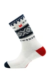 DALE OF NORWAY CORTINA CREW SOCKS - OFF WHITE IN OFFWHITE NAVY RASPBERRY