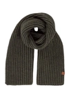 BICKLEY + MITCHELL BI-COLOR CABLE KNIT SCARF IN ARMY TWIST