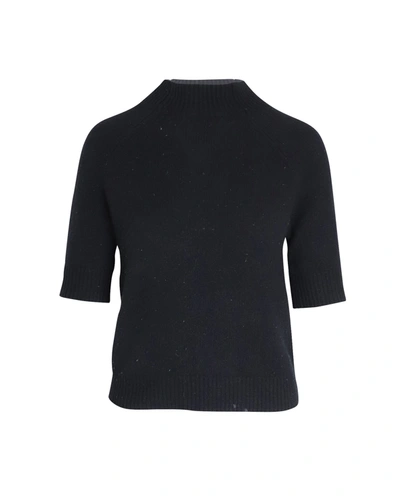 Theory Mock Neck Sweater In Black Cashmere