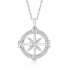 Ross-simons Diamond Compass Pendant Necklace In Sterling Silver In Multi