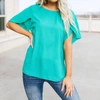 Fsl Tulip Sleeve Blouse In Kelly Green In Blue