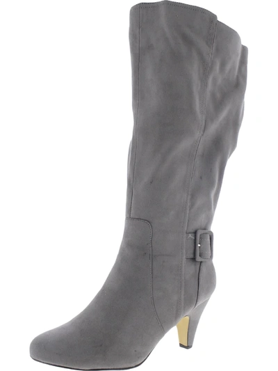 Bella Vita Troy Ii Plus Womens Wide Calf Buckle Knee-high Boots In Grey