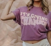 CHARLIE SOUTHERN IT'S GIVING THANKS TEE IN PLUM