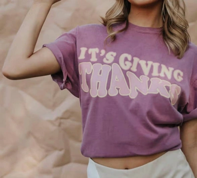 Charlie Southern It's Giving Thanks Tee In Plum In Purple