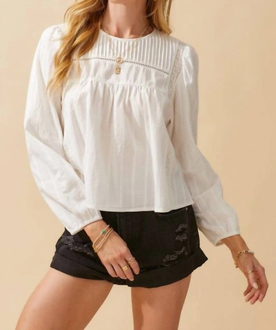 Day + Moon Uptown Basic Blouse In White In Beige