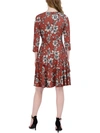 SIGNATURE BY ROBBIE BEE WOMENS FLORAL KNEE MIDI DRESS