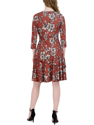 Signature By Robbie Bee Womens Floral Knee Midi Dress In Multi